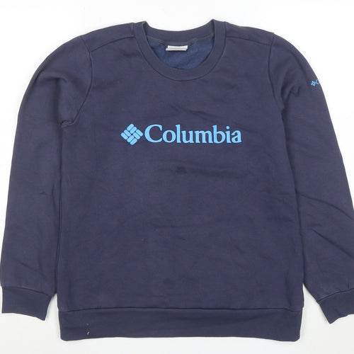 Columbia Women Navy Blue M Pullover Sweatshirt Crew Neck Cotton Blend