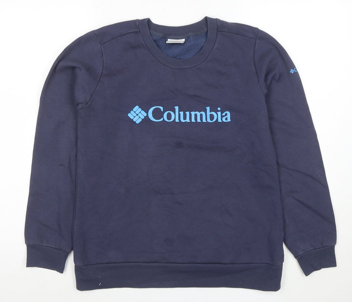 Columbia Women Navy Blue M Pullover Sweatshirt Crew Neck Cotton Blend