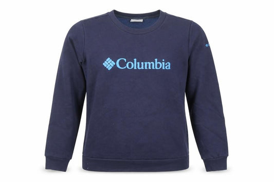 Front view of Columbia Women Navy Blue M Pullover Sweatshirt Crew Neck Cotton Blend
