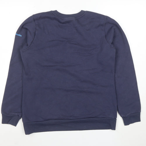Columbia Women Navy Blue M Pullover Sweatshirt Crew Neck Cotton Blend