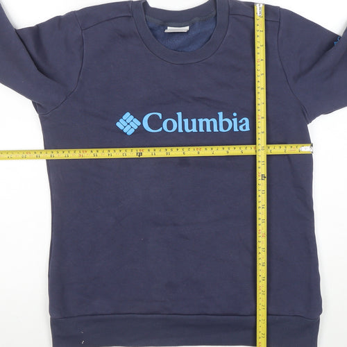 Columbia Women Navy Blue M Pullover Sweatshirt Crew Neck Cotton Blend