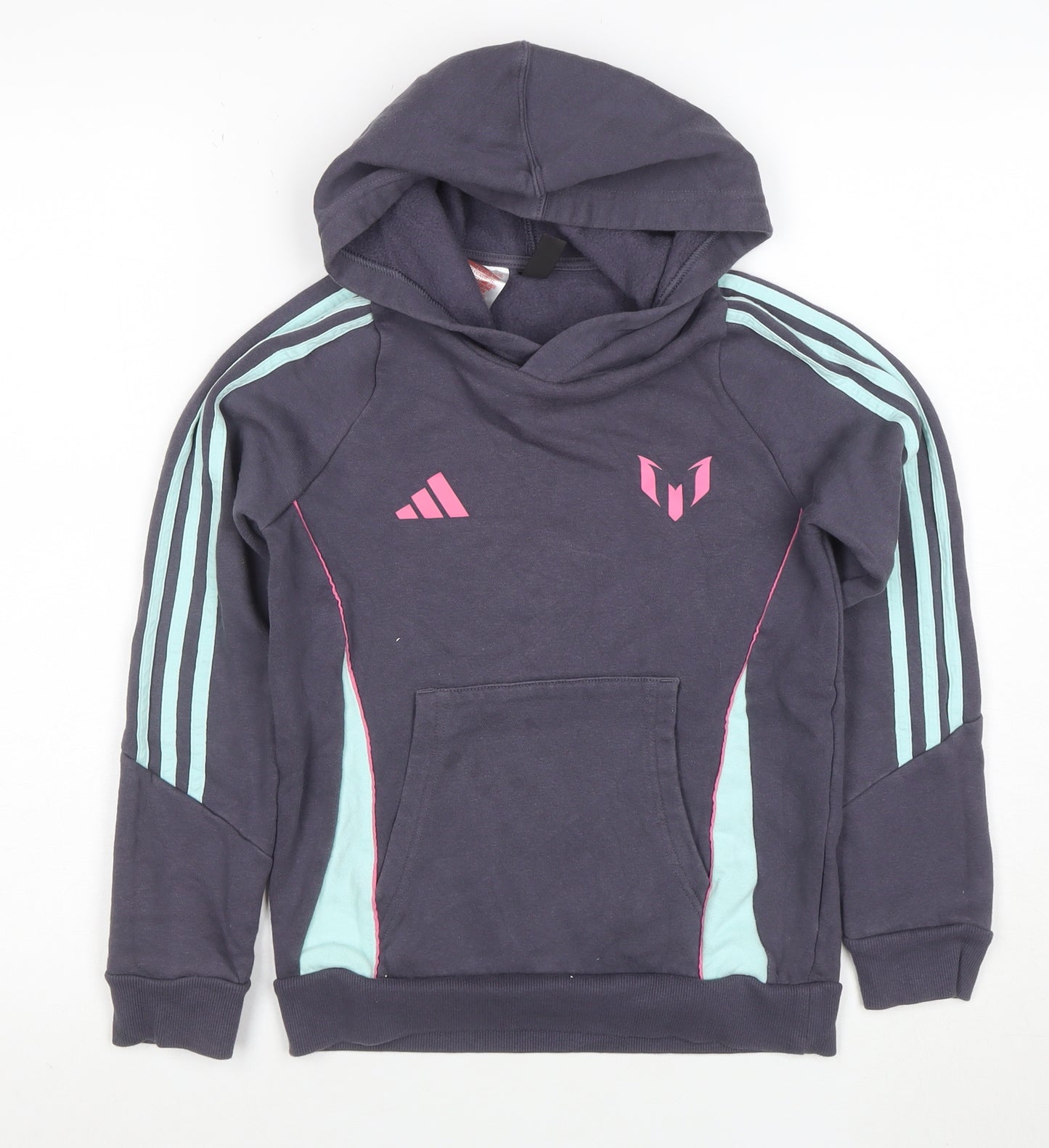 Adidas Boys Navy Blue Messi Hoodie 10 Years Pullover Hooded Sweatshirt