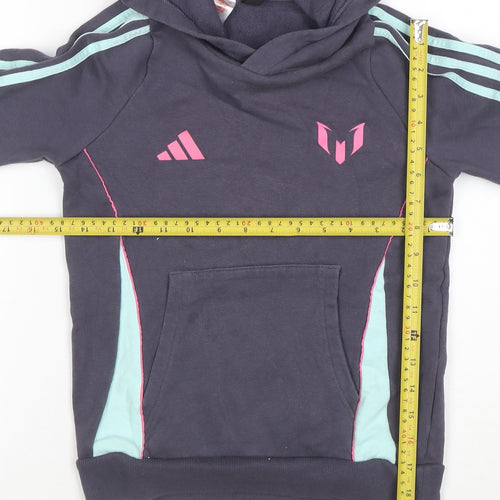 Adidas Boys Navy Blue Messi Hoodie 10 Years Pullover Hooded Sweatshirt