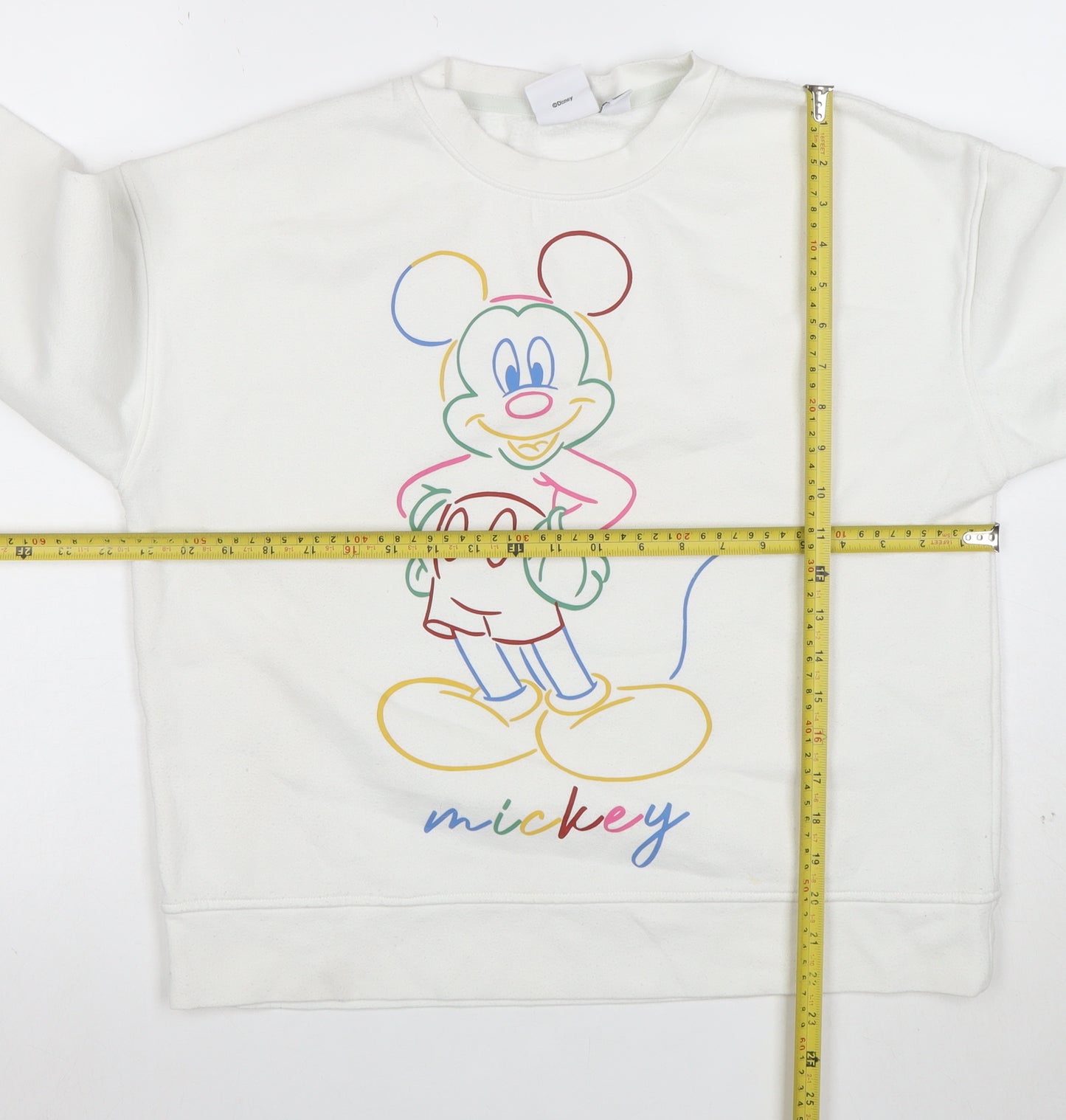 Disney Women’s White Mickey Mouse Sweatshirt Size S Crew Neck Pullover