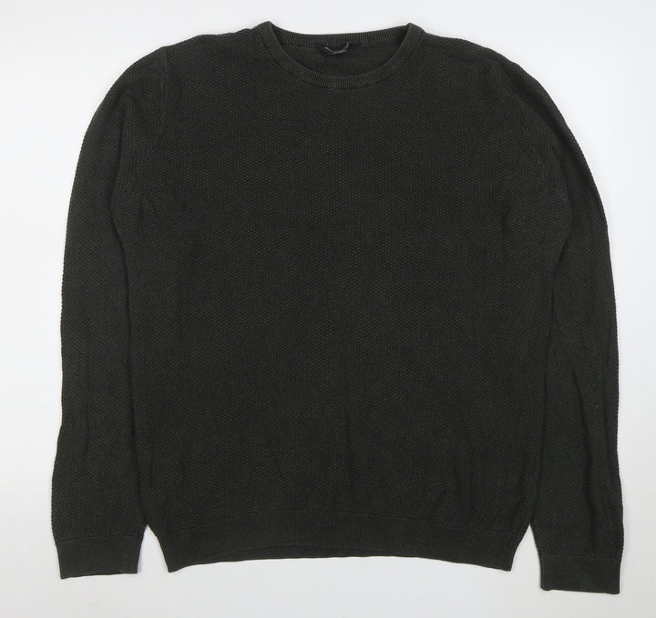 Cedar Wood State Men's Green XL Cotton Crew Neck Pullover Jumper