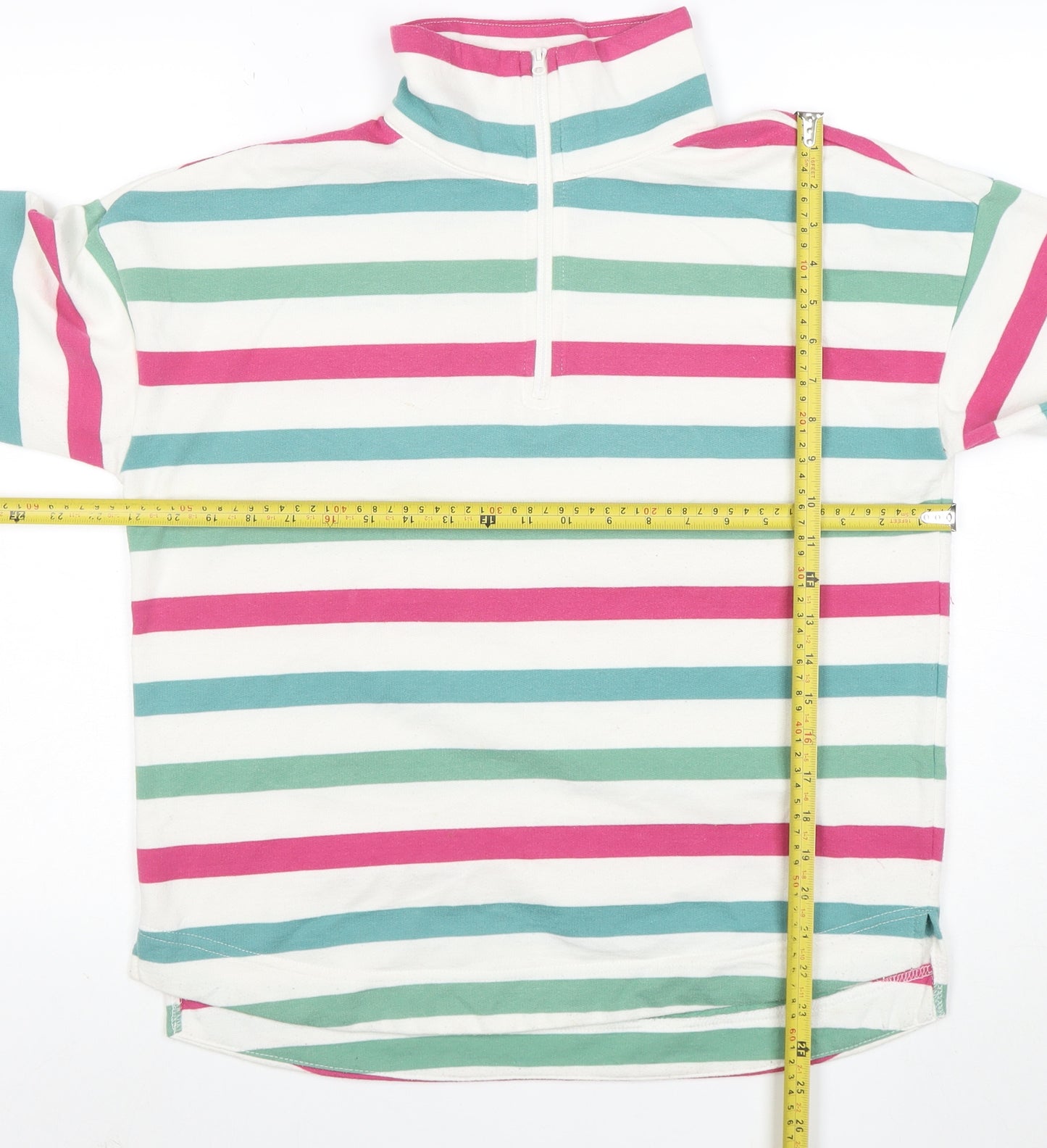 Joules Womens Multicoloured 1/2 Zip Striped Pullover Sweatshirt Size 12