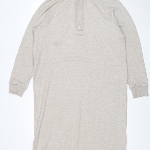 Next Women Beige Knit High Neck Long Sleeve Sweater Dress L