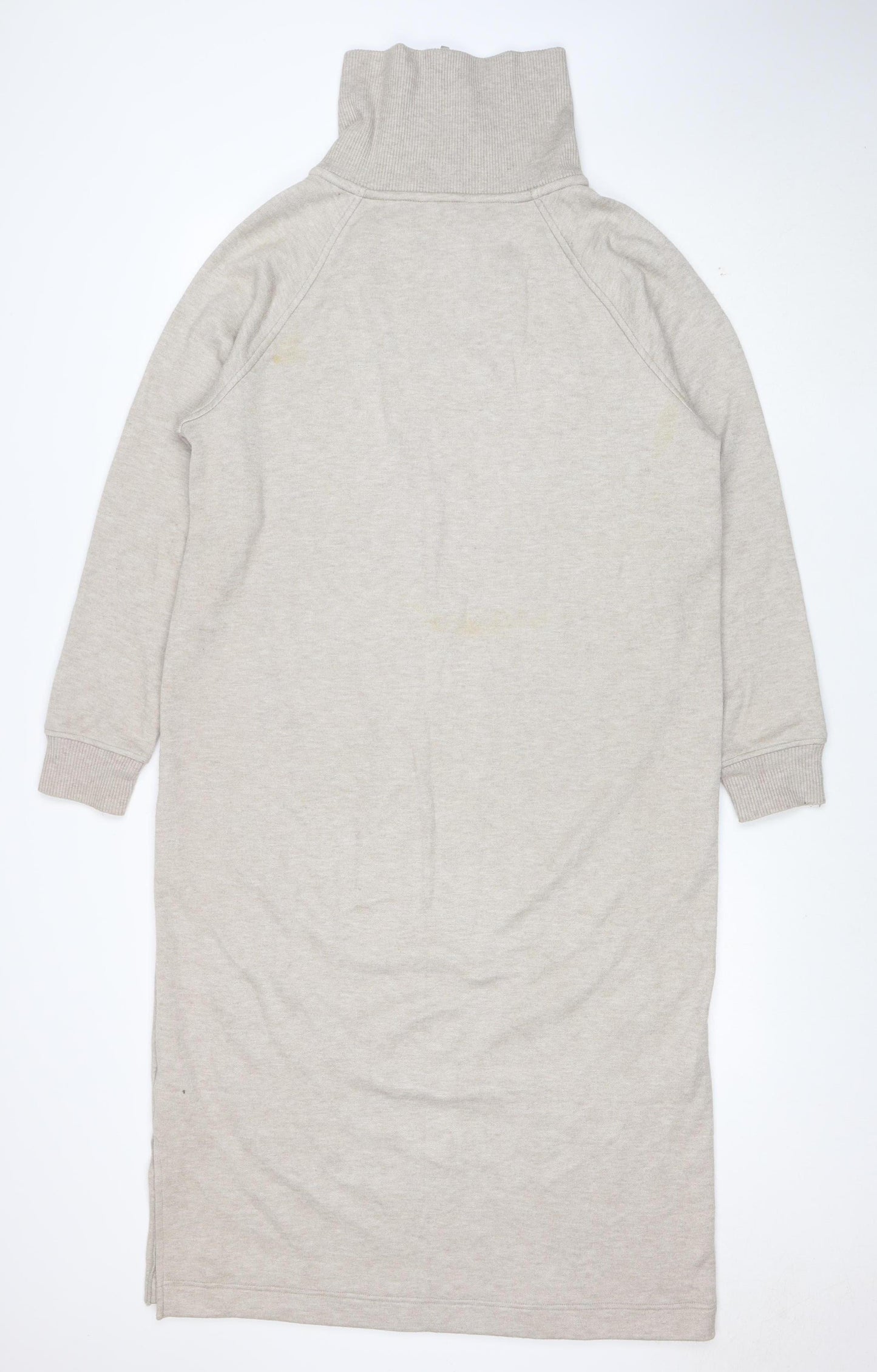 Next Women Beige Knit High Neck Long Sleeve Sweater Dress L
