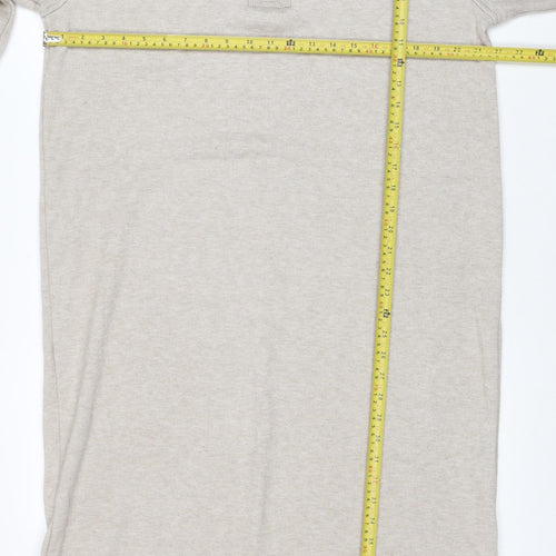 Next Women Beige Knit High Neck Long Sleeve Sweater Dress L