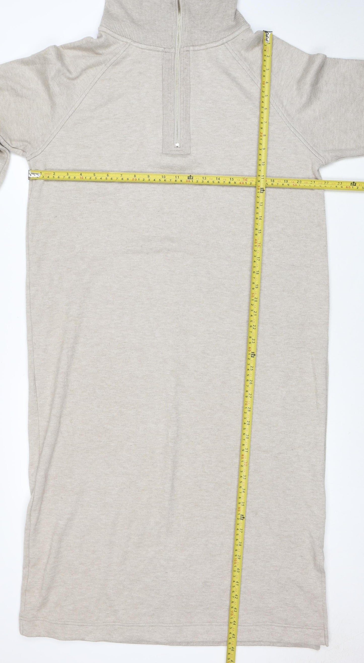Next Women Beige Knit High Neck Long Sleeve Sweater Dress L