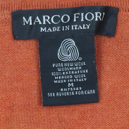 Marco Fiori Men's Orange Merino Wool V-Neck Jumper M