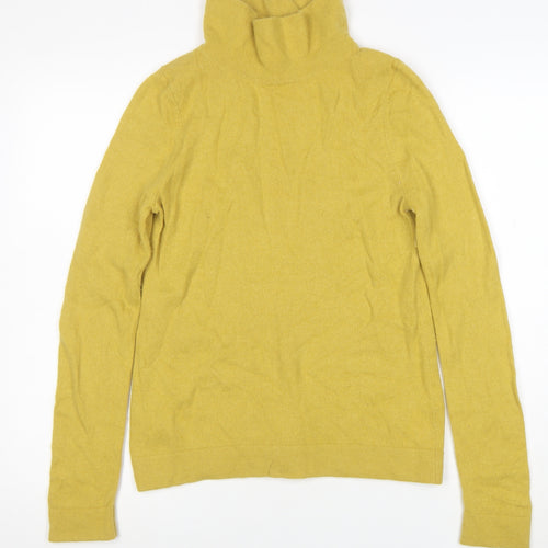 Hobbs Women Yellow Wool Cashmere Roll Neck Jumper M