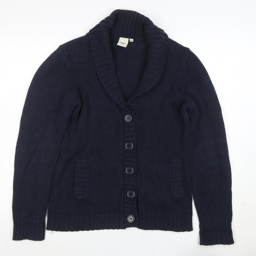 Cotton Traders Womens Navy Blue Long Sleeve Shawl Collar Cardigan Size 14