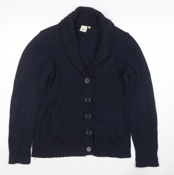 Cotton Traders Womens Navy Blue Long Sleeve Shawl Collar Cardigan Size 14