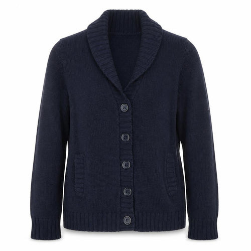 Cotton Traders Womens Navy Blue Long Sleeve Shawl Collar Cardigan Size 14
