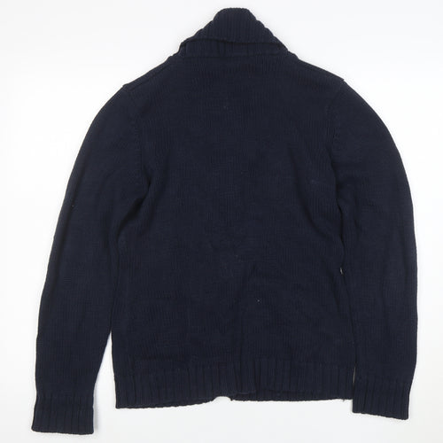 Cotton Traders Womens Navy Blue Long Sleeve Shawl Collar Cardigan Size 14