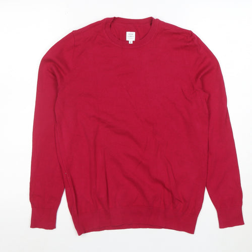 John Lewis Women Red Crew Neck Cotton Jumper Size 8 Classic Style
