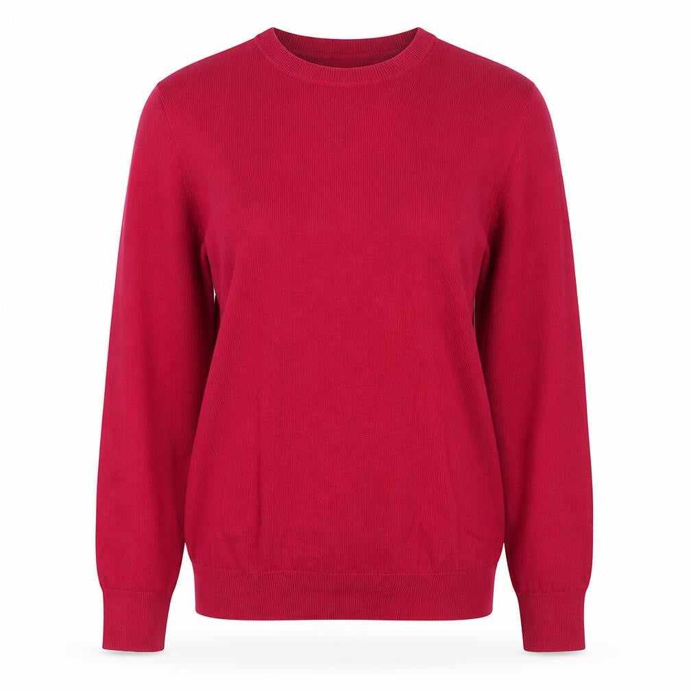 John Lewis Women Red Crew Neck Cotton Jumper Size 8 Classic Style