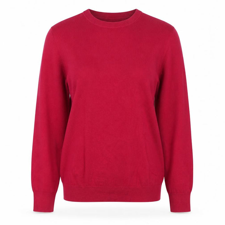 John Lewis Women Red Crew Neck Cotton Jumper Size 8 Classic Style