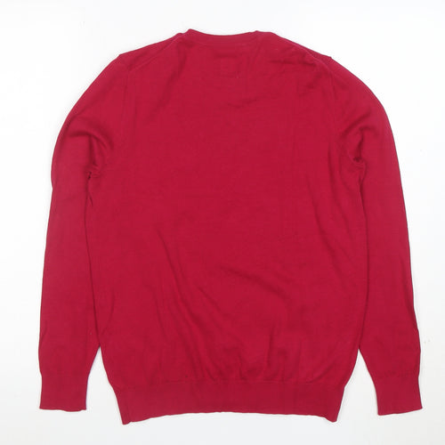 John Lewis Women Red Crew Neck Cotton Jumper Size 8 Classic Style