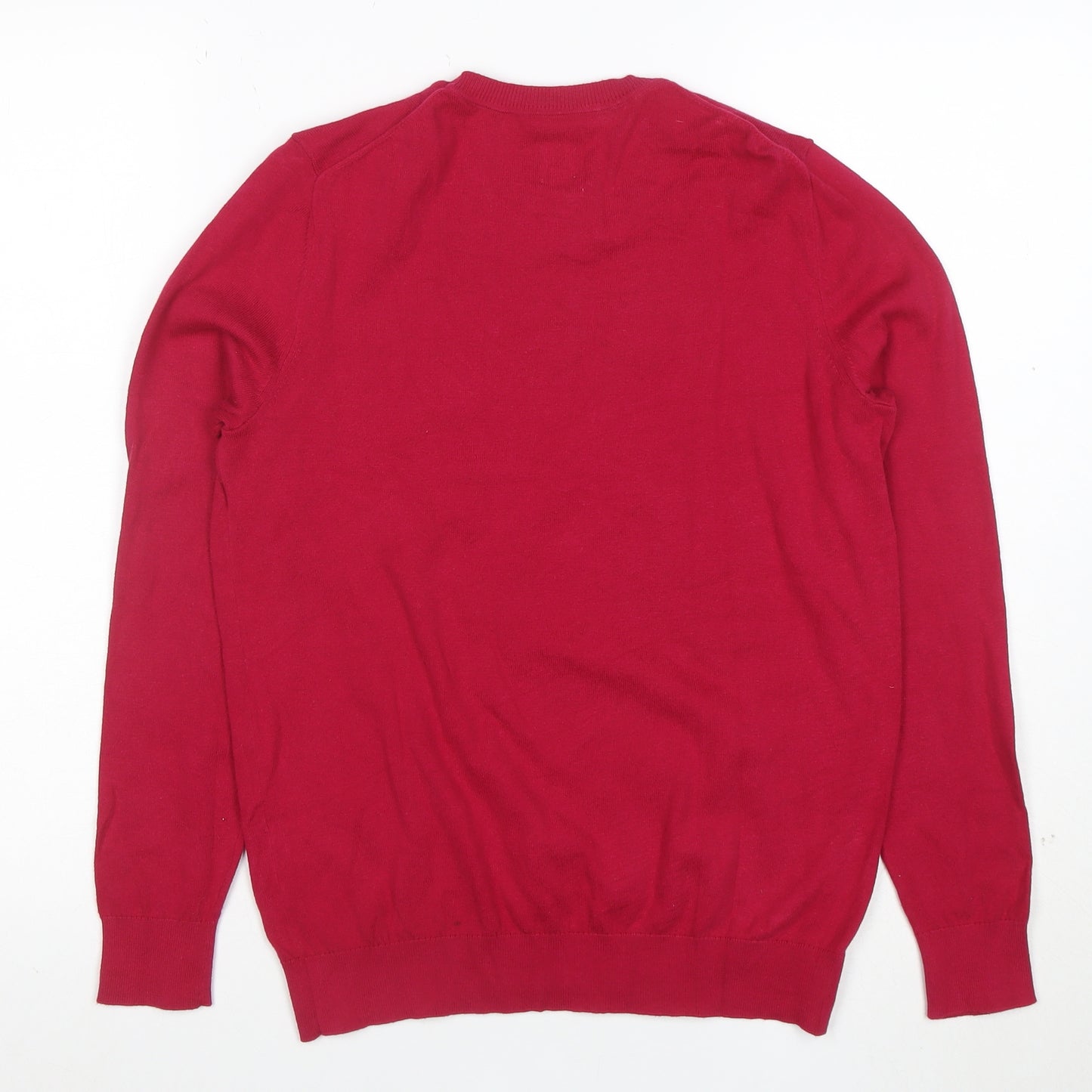 John Lewis Women Red Crew Neck Cotton Jumper Size 8 Classic Style