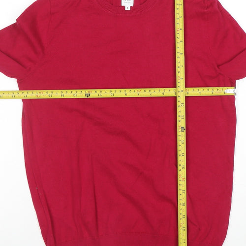 John Lewis Women Red Crew Neck Cotton Jumper Size 8 Classic Style