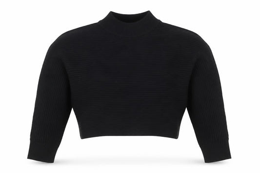 Front view of New Look Women’s Black Mock Neck Relaxed Knit Jumper, size M