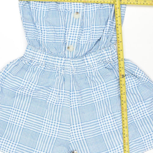 New Look Women's Blue Gingham Strapless Playsuit Size 8 Viscose Summer