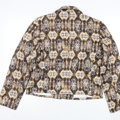 Harvé Benard Women Brown Ikat Print Blazer Size 10 Polyester Jacket