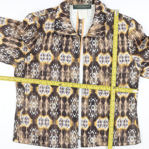 Harvé Benard Women Brown Ikat Print Blazer Size 10 Polyester Jacket