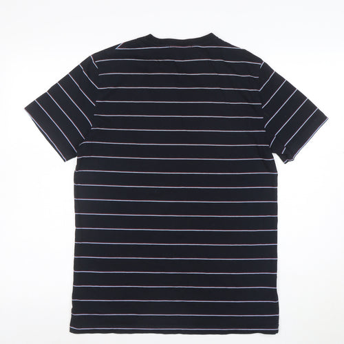 Fred Perry Men's Blue Striped Cotton Crew Neck T-Shirt Size S