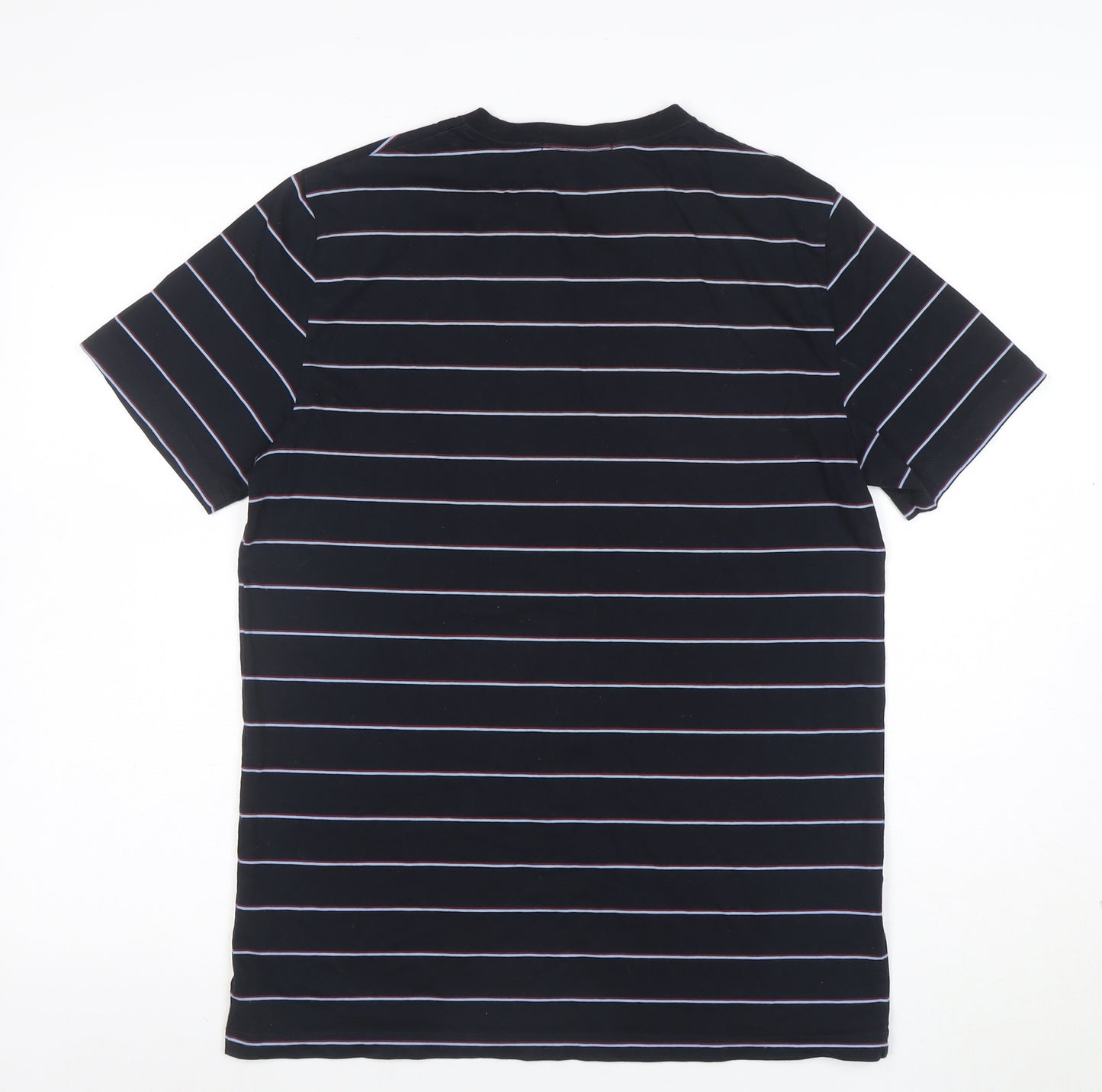 Fred Perry Men's Blue Striped Cotton Crew Neck T-Shirt Size S