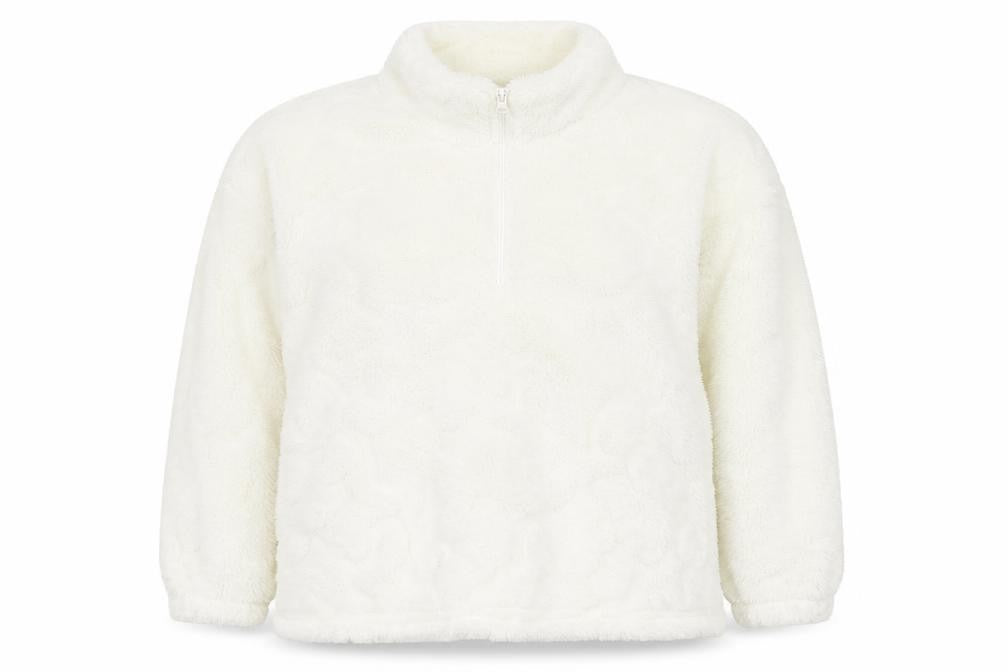 Boohoo Women’s White 1/4 Zip Fleece Hoodie UK 20