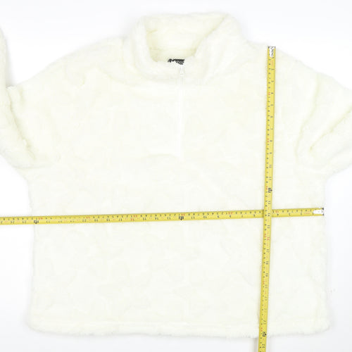 Boohoo Women’s White 1/4 Zip Fleece Hoodie UK 20