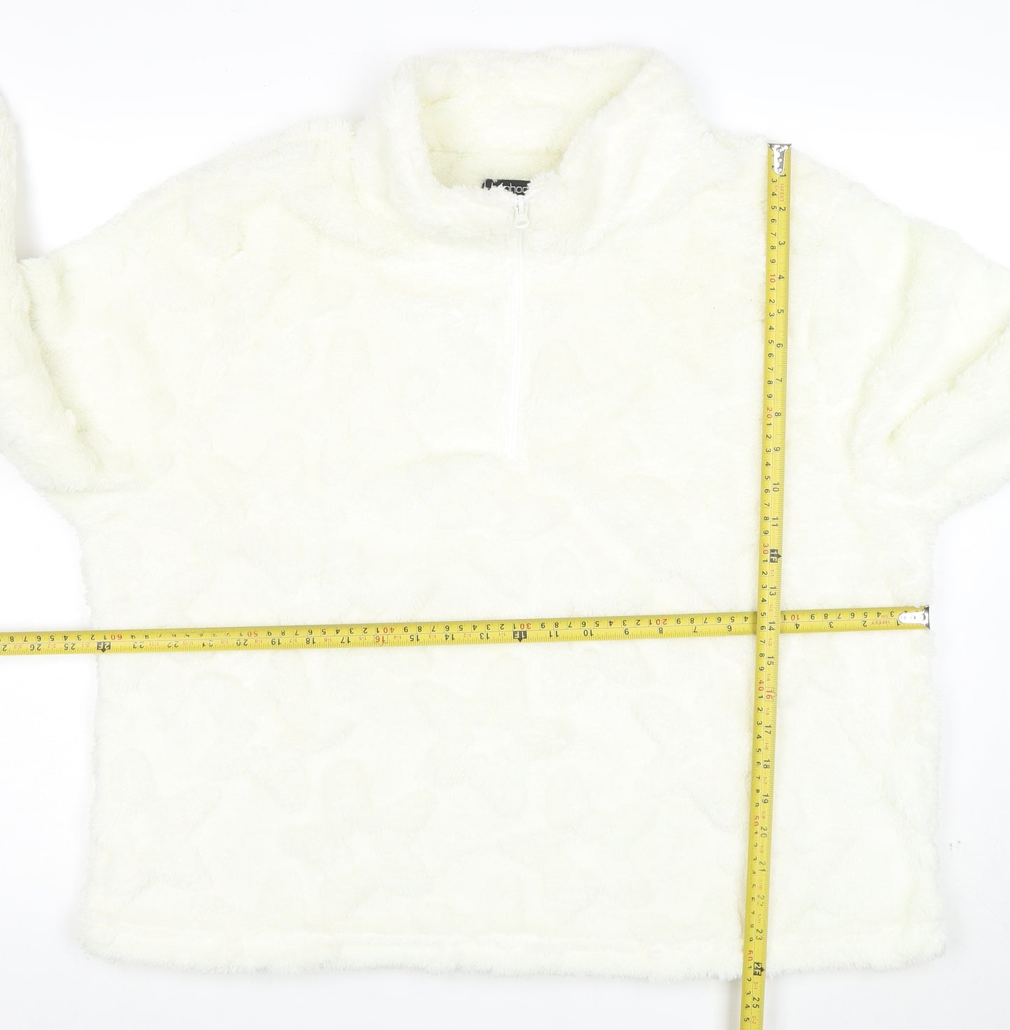 Boohoo Women’s White 1/4 Zip Fleece Hoodie UK 20