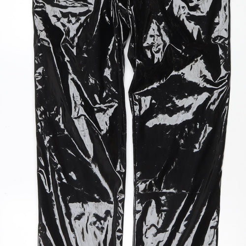 Phaze Womens Black Faux Leather Slim Fit Jeans Size 14 Gothic Rock Style