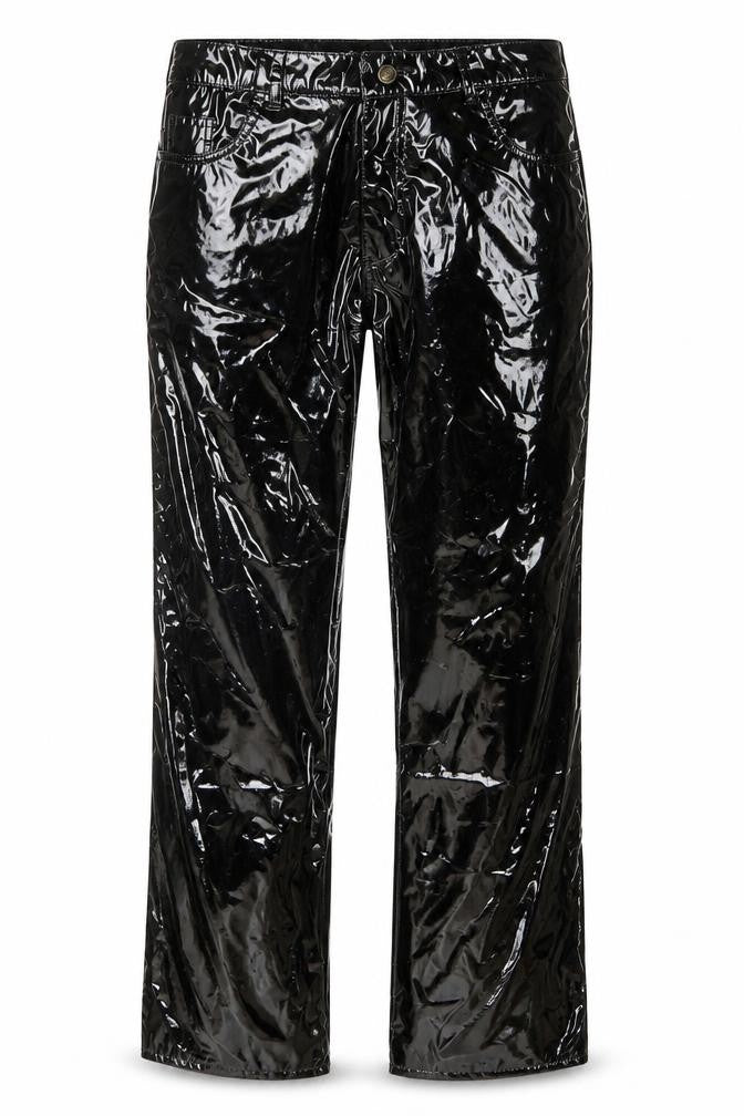 Phaze Womens Black Faux Leather Slim Fit Jeans Size 14 Gothic Rock Style