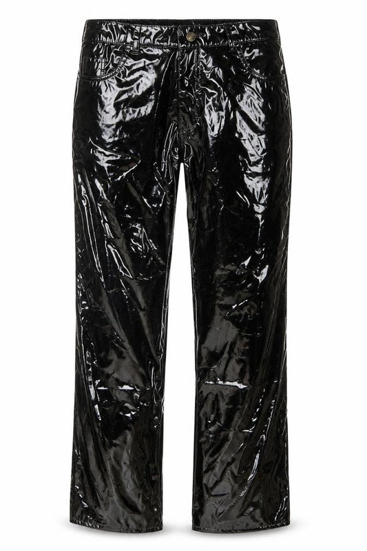 Phaze Womens Black Faux Leather Slim Fit Jeans Size 14 Gothic Rock Style