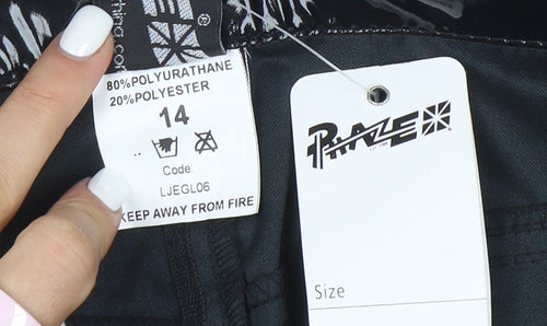 Phaze Womens Black Faux Leather Slim Fit Jeans Size 14 Gothic Rock Style