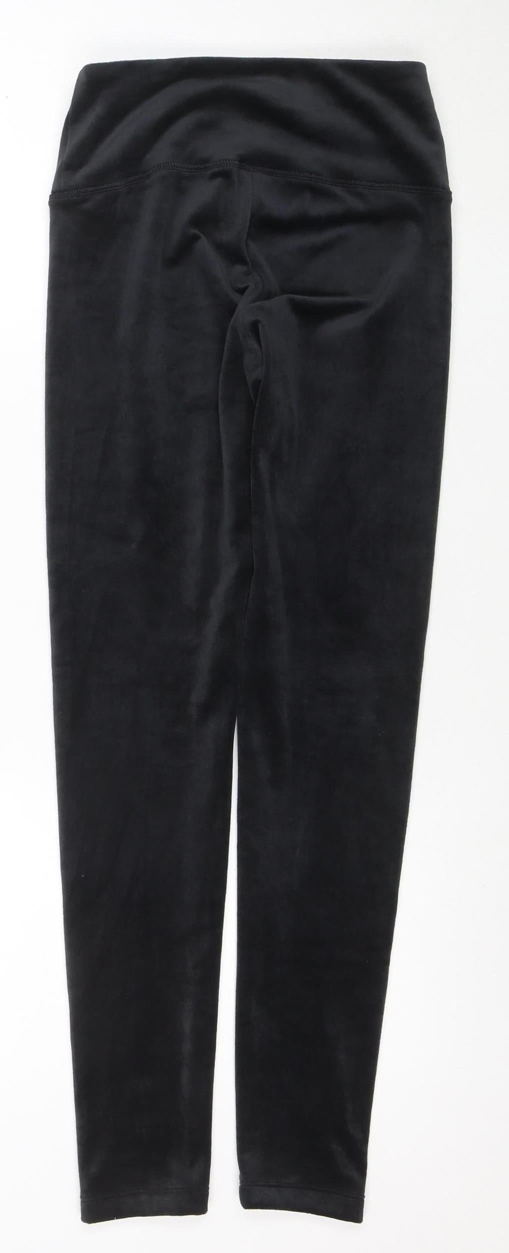 Jezebel Women Black Velour Stretch High Rise Leggings Size S