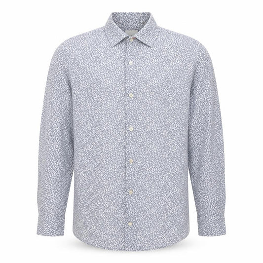 Front view of Paul Smith Men Blue Floral Cotton Button-Up Long Sleeve Shirt 15.5 Collar