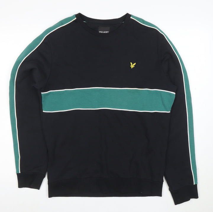 Lyle & Scott Men's Black XL Crew Neck Striped Sweatshirt