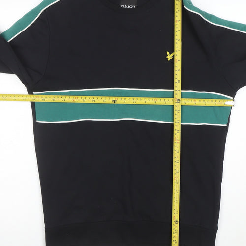 Lyle & Scott Men's Black XL Crew Neck Striped Sweatshirt