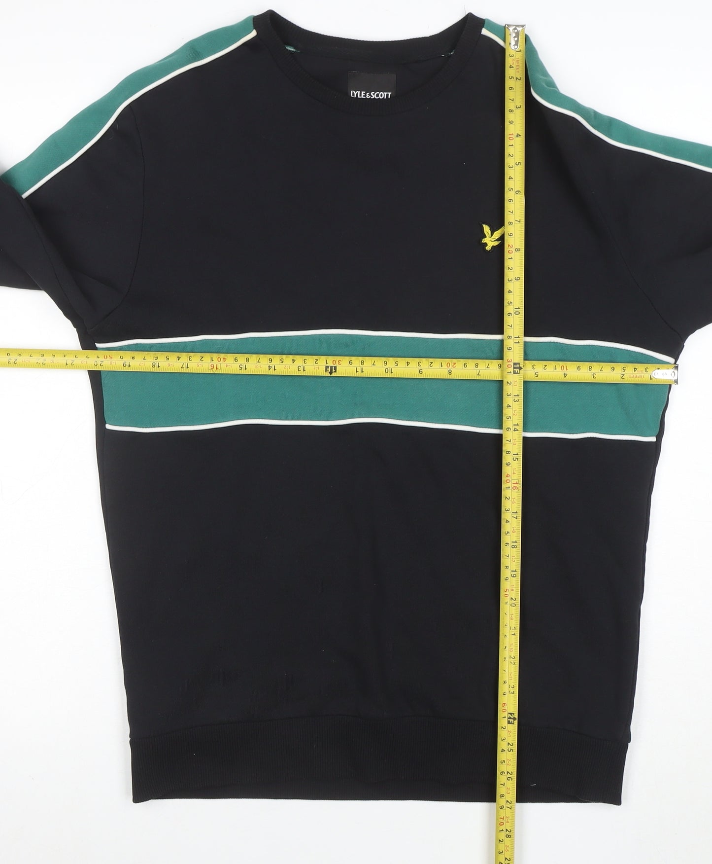 Lyle & Scott Men's Black XL Crew Neck Striped Sweatshirt