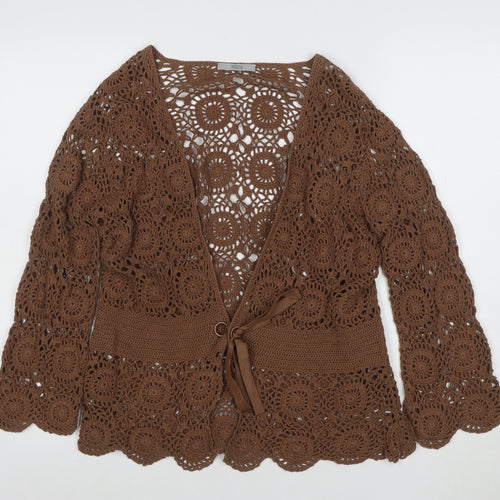 Marks and Spencer Women’s Brown Crochet Cotton Cardigan Size 16