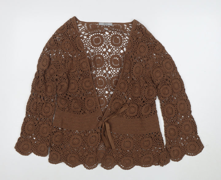 Marks and Spencer Women’s Brown Crochet Cotton Cardigan Size 16