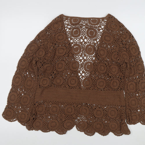 Marks and Spencer Women’s Brown Crochet Cotton Cardigan Size 16