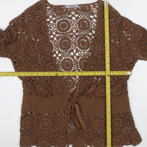 Marks and Spencer Women’s Brown Crochet Cotton Cardigan Size 16