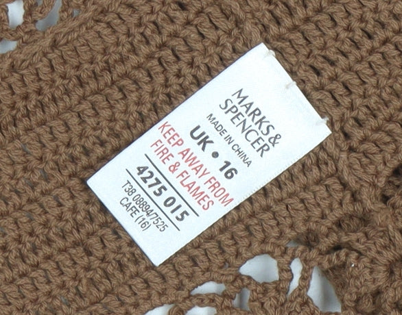 Marks and Spencer Women’s Brown Crochet Cotton Cardigan Size 16