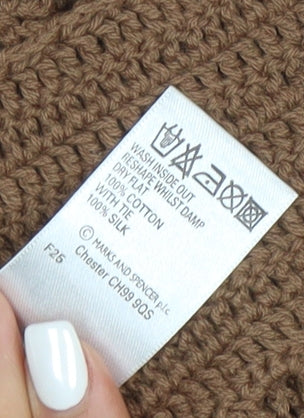 Marks and Spencer Women’s Brown Crochet Cotton Cardigan Size 16